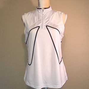 DKNY Golf 1/4 Zip Black and White Sleeveless Shirt